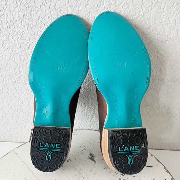 Lane Plain Jane Mule Womens 7.5 Brown Leather Cowboy Boots Short Western Cowgirl - Picture 10 of 13